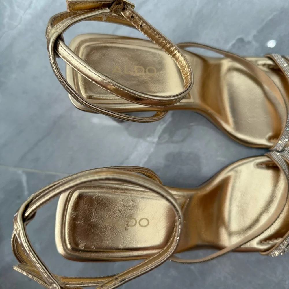 NWOT Women’s Aldo Melena Embellished Rhinestone Ankle Strap Shimmer Heels Size 9 - Picture 12 of 16